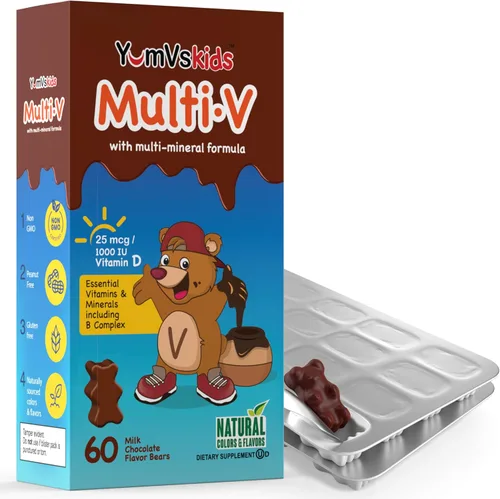 Miniatura 9 de YUM-V'S - Osos de chocolate masticables multivitamínicos para niños - Suplemento multivitamínico para niños - 16 vitaminas y minerales - Vitaminas