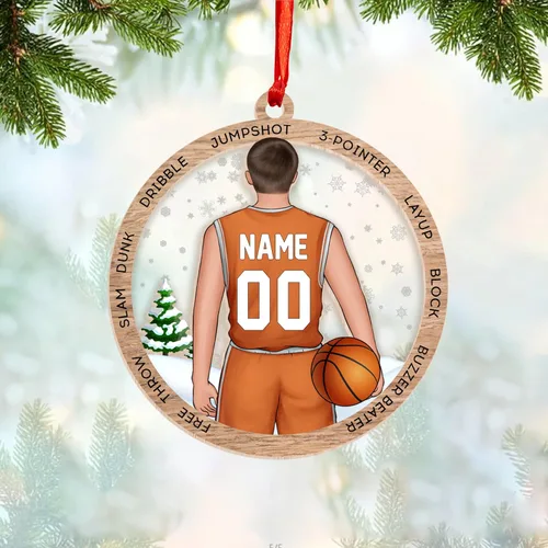 Miniatura 6 de Adorno Personalizado de Baloncesto 2025 - Adorno de Jugador de Baloncesto - Adornos de Árbol de Navidad de Baloncesto - Regalos de Jugador de Bkb 5