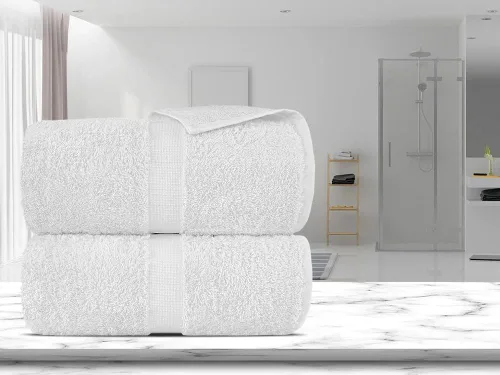 Miniatura 4 de Towel Bazaar Toallas Turcas de Algodón Premium Súper Suaves y Absorbentes (Juego de 2 Toallas de Baño Grandes, Blanco)