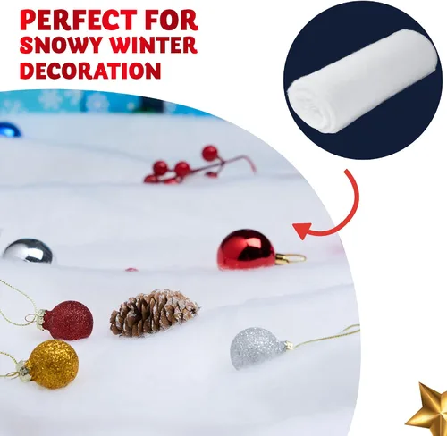 Miniatura 3 de JOYIN Rollo de manta de nieve de Navidad (15 pulgadas x 10 pies), 1 pieza para decoración de Navidad, exhibiciones de pueblo, debajo del árbol