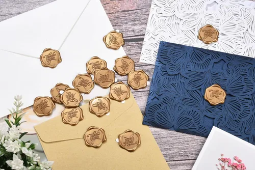 Miniatura 7 de Yoption Calcomanías de sello de cera Thank You, paquete de 50 sellos para invitaciones de boda, fiestas, Navidad y envoltura de regalos, calcomanías