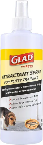 Glad Aerosol atractivo para perros y cachorros, aroma a mantequilla de maní, atractor de feromonas fomenta el marcado en áreas designadas, uso en