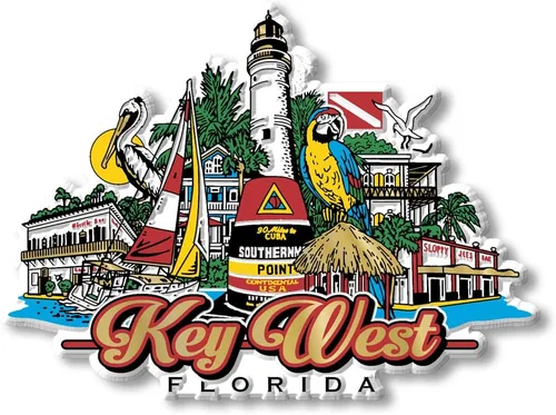 Imán de Key West, Florida City por Classic Magnets, recuerdos coleccionables de goma 3D estilo vintage y regalos fabricados en los Estados Unidos,