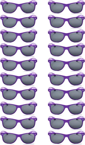 Miniatura 24 de 20 pares de lentes de sol a granel para adultos, retro de los años 70 y 90, gafas baratas para suministros de fiesta (negro)