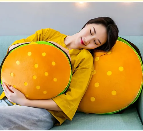 Miniatura 5 de Almohada de felpa de hamburguesa divertida almohada de peluche de pan de hamburguesa, almohada de peluche suave para niños y adultos, regalo