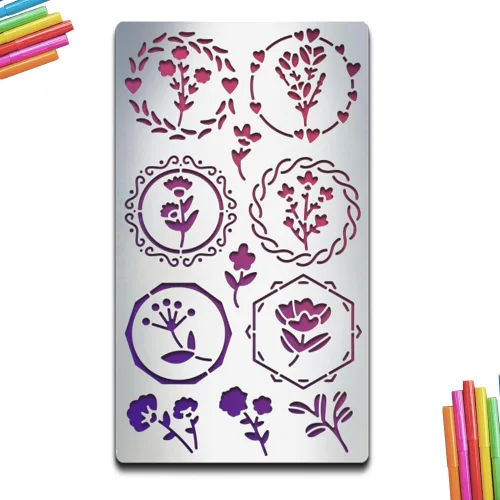 Miniatura 9 de MAYJOYDIY Can Plant - Plantilla de metal para diario, marcapáginas, plantillas de metal de 4 x 7 pulgadas, plantilla de dibujo de acero inoxidable