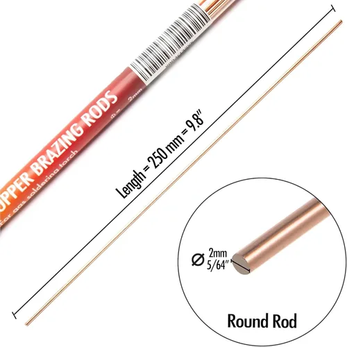 Miniatura 3 de 40 Varillas de Soldadura de Cobre BCuP-2 (5/64" x 9.8") 2mm de Fósforo Redondas Autoflujo para Soldadura de Latón Varillas de Soldadura para TIG