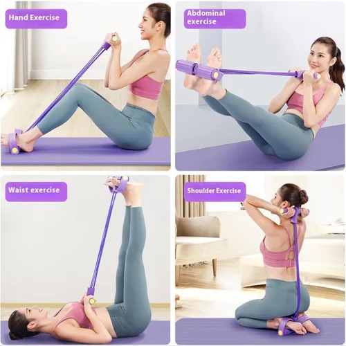 Miniatura 4 de Bandas de resistencia de pedal con asas, 21 bandas de resistencia de fitness, 6 tubos, bandas de resistencia con asas de pedal, bandas elásticas