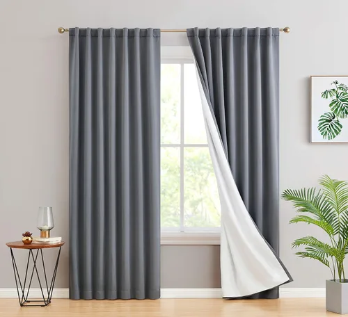 Miniatura 10 de HLC.ME Hamilton - Cortinas 100% opacas con forro pesado de doble capa, aislamiento térmico, bolsillo para cortinero, pestañas traseras