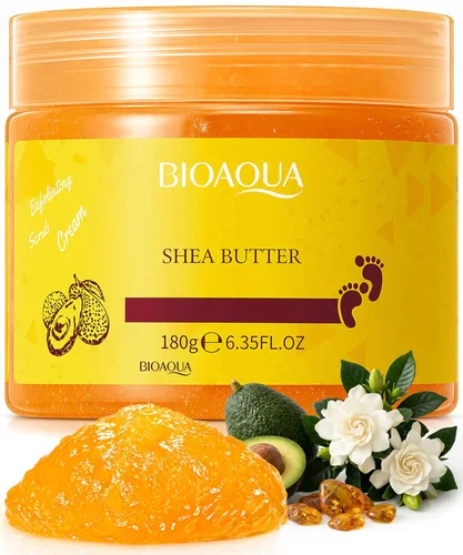 Bioaqua Exfoliante de pies - Crema exfoliante de pedicura con aceite de karité y extractos de hierbas naturales para talones secos y ásperos y
