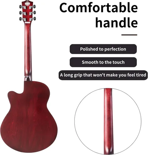 Miniatura 5 de Kit de guitarra acústica de 40 pulgadas con tapa de abeto sólido de alta calidad, con bolsa de concierto, soporte de guitarra, afinador, correa