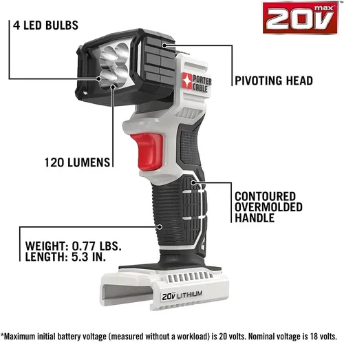 Miniatura 2 de Reflector LED de litio PORTER CABLE PCC700B 20-volt MAX