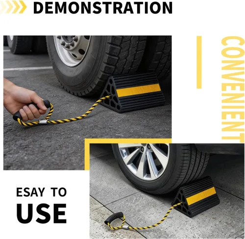 Miniatura 5 de Vacallity Cuñas de Ruedas para Remolques de Viaje, Resistentes de Goma Sólida para Servicio Pesado, Bloques de Cuñas de Ruedas para Remolques