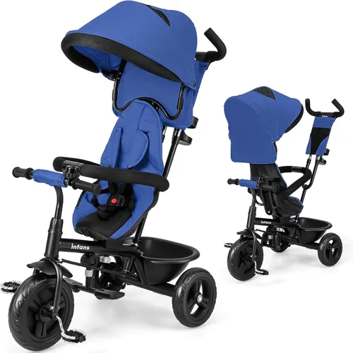 Miniatura 13 de INFANS Triciclo para Niños, Triciclo de Bebé 6 en 1 Bicicleta para Niños Pequeños con Asiento Reversible, Mango de Empuje Ajustable, Control