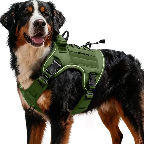 Miniatura 28 de Arnés táctico para perros grandes, chaleco reflectante ajustable sin tirones con sistema Molle, control de grado militar K9 para entrenamiento