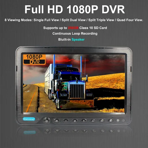 Miniatura 2 de Monitor digital de 10 pulgadas 1080P HD sistema de cámara de visión trasera con cable, grabadora HD DVR, entrada de 4 canales, pantalla dividida