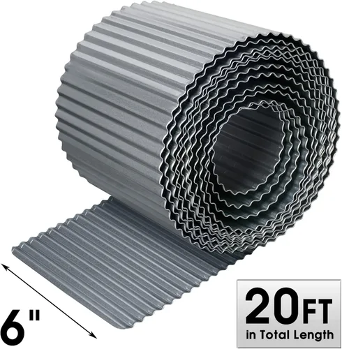 Miniatura 6 de Worth Bordes de jardín estrechos corrugados, 6" x 20 pies, bordes de paisajismo de acero galvanizado resistente, metal flexible para césped, tiras