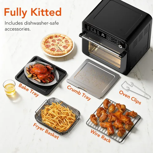 Miniatura 7 de WAA Horno tostador con freidora de aire, combo de horno tostador de 19 cuartos de galón, encimera digital 12 en 1, tostado de convección natural