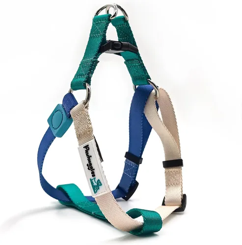 Miniatura 9 de XS - Arnés para perro, diseño ajustable a medida, tricolor, resistente, fácil de caminar, para perros pequeños, azul naranja