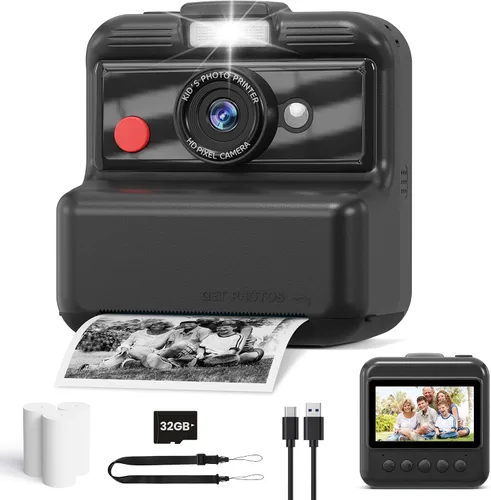Cámara de impresión instantánea para niños, cámara de impresión instantánea UHD de 48MP/2.5K, regalos de cumpleaños de Navidad para niñas y niños,