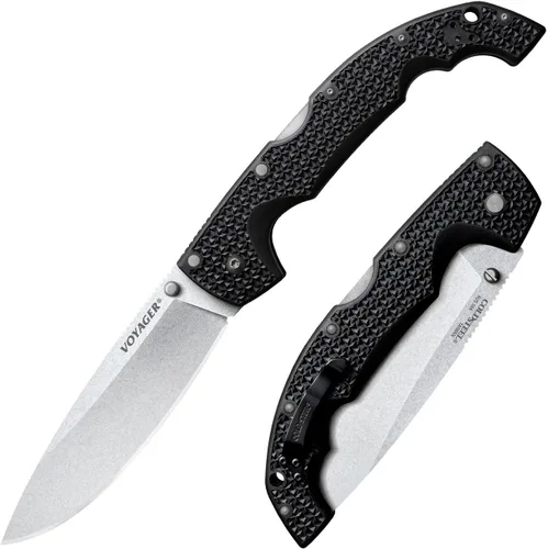Miniatura 3 de Cold Steel Voyager Series - Cuchillo plegable con cierre de triple eje y clip de bolsillo, Negro, XL