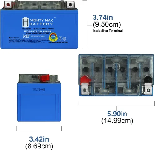 Miniatura 2 de Mighty Max Battery Reemplazo de batería de gel de 12V 8.6Ah 190CCA para Power Sport ETZ10S