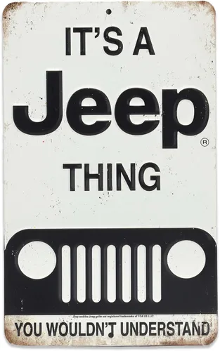 Letrero de metal blanco y negro para Jeep Thing, letrero vintage para garaje o cueva de hombre Blanco/Negro