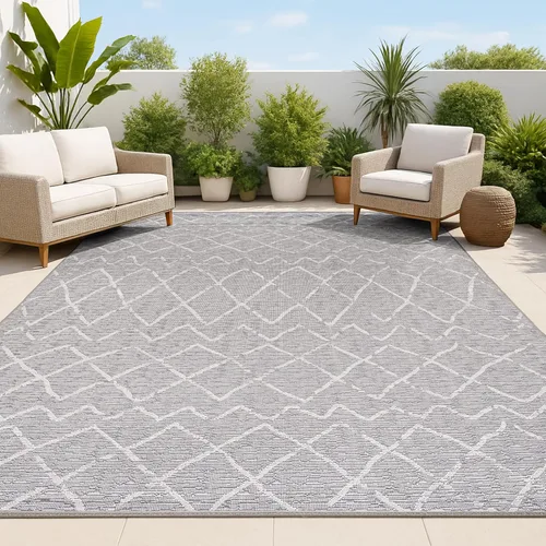 Miniatura 12 de JONATHAN Y Alfombra marroquí con diseño enrejado para interiores y exteriores, 2 x 8 pulgadas, color gris/crema, para patio trasero, porche, fácil