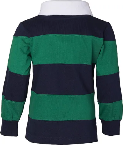 Miniatura 3 de Sportoli Camisa polo de rugby de manga larga a rayas anchas de algodón para niños
