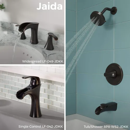 Miniatura 2 de Pfister Jaida LF049JDGS - Grifo de lavabo de baño, 8 pulgadas de ancho, 2 asas, 3 agujeros, acabado de níquel cepillado de defensa contra manchas