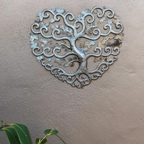 Miniatura 2 de It's Cactus Árbol de corazón de metal milagro hecho a mano de 17 pulgadas, placa para colgar en la pared, familia, amistad, árbol de amor