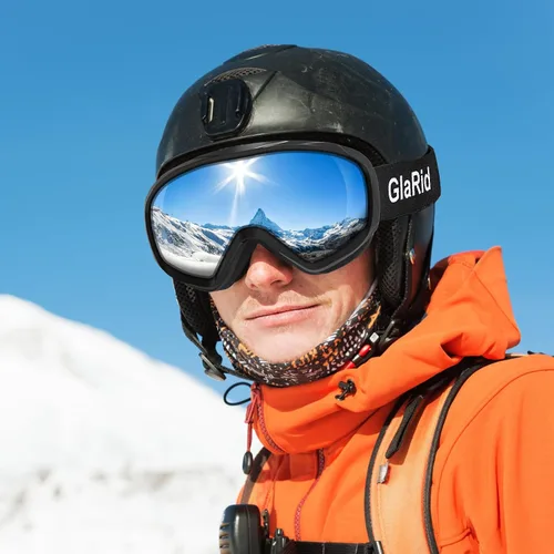 Miniatura 5 de Ski Goggles, OTG 100% UV Protection Anti Fog Snowboard/Ski Goggles for Men, Women & Youth Marco Negro Lente Plata Vlt10%-18%