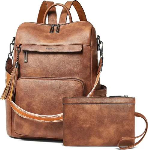 Miniatura 20 de Shrrie - Mochila vegana de cuero para laptop de 14 pulgadas para mujer, mochila de trabajo, mochila de moda, mochila de viaje, bolso para negocios
