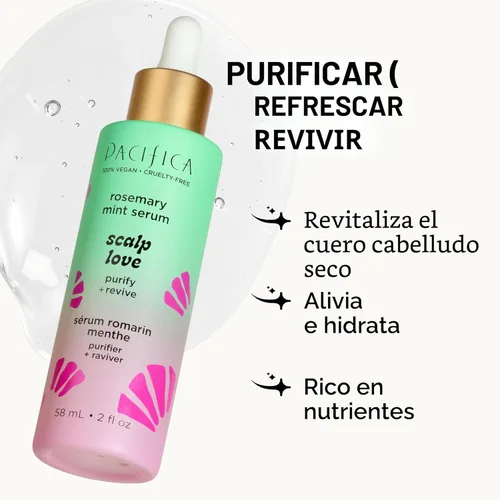 Miniatura 8 de Pacifica Scalp Love - Suero de menta y romero – Suero para el cuero cabelludo seco, escamoso y con picazón, tratamiento hidratante, hidratante