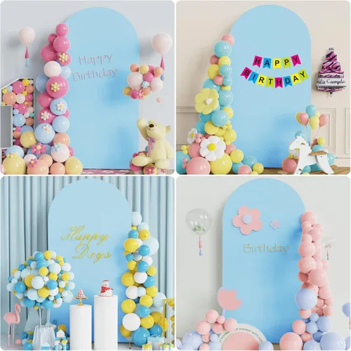 Miniatura 5 de Wokceer Funda para Arco de Boda de 6.6 Pies de Spandex Ajustada Cubiertas para Soporte de Arco de Boda Funda de Fondo de Arco Chiara de Parte Azul
