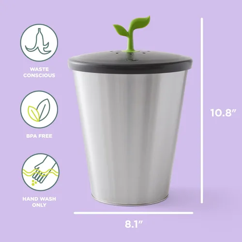 Miniatura 2 de Chef'n EcoCrock - Contenedor de compostaje para encimera, 3.3 litros, gris acero