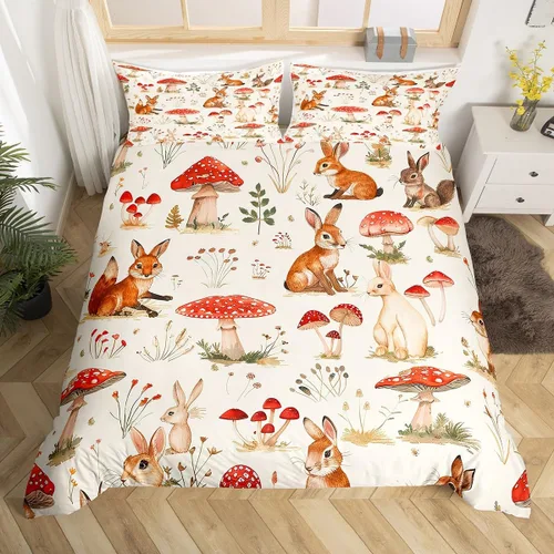 Miniatura 19 de Funda de edredón de hongos salvajes, acuarela, decoración de plantas naturales para exteriores, juegos de ropa de cama para niños, adolescentes