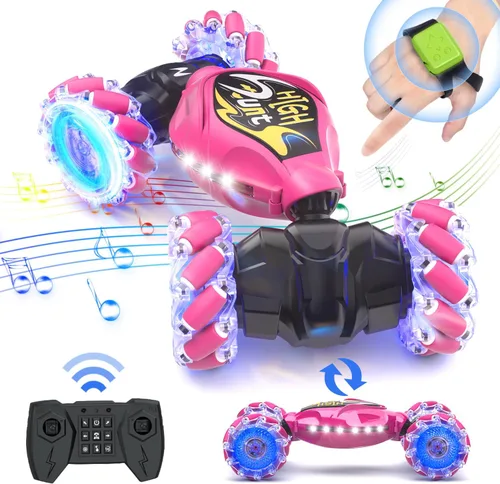 Miniatura 8 de Terucle Coche de control remoto, 2.4Ghz 4WD con detección de gestos de gravedad, Monster Stunt Twist Truck Juguetes para niños y niñas de 5 a 7