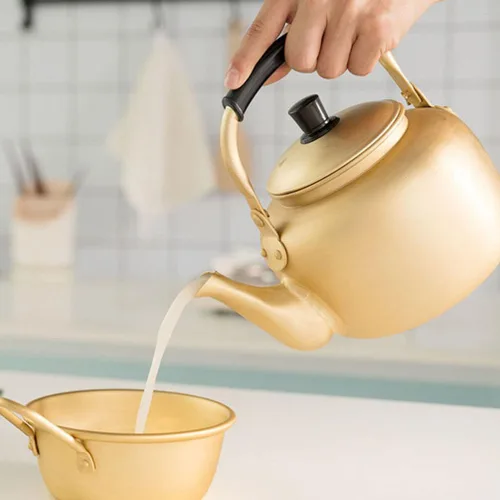 Miniatura 7 de Hervidor de té de aluminio para estufa, tetera clásica con base universal, tetera de 8 litros/34 onzas
