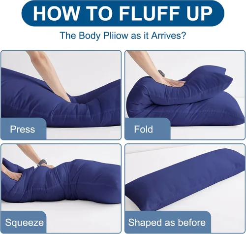 Miniatura 4 de DOWNCOOL Relleno de almohada de cuerpo grande - Almohada transpirable de cuerpo completo para dormir de lado - Almohada de cama larga y suave