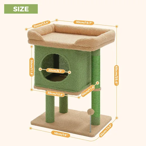 Miniatura 6 de PAWZ Road Árbol para gatos de interior, torre de cactus para gatos de 26 pulgadas con percha grande, condominio privado, condominio pequeño