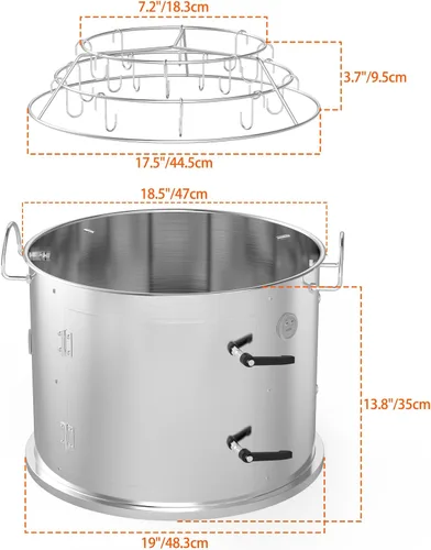 Miniatura 2 de onlyfire Kit para ahumar parrilla de acero inoxidable, accesorio para colgar costillas para parrillas Weber de carbón de 18 pulgadas, convierte tu