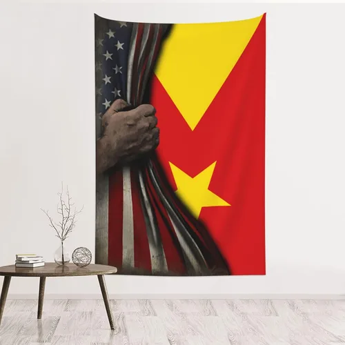 Miniatura 19 de Tapiz de mitad de bandera estadounidense y bandera de Jamaica de 60 x 40 pulgadas, divertido tapiz estético, arte de pared para dormitorio, sala