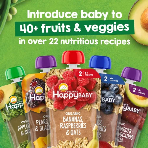 Miniatura 5 de Alimentos orgánicos para bebé, fase 2, de Happy Baby, muestra de 10 sabores surtidos (paquete de 10)