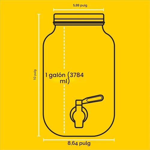 Miniatura 3 de Dispensador de bebidas de 1 galón. Dispensador de bebidas de vidrio con espita de acero inoxidable más cilindro de hielo e infusor de frutas.