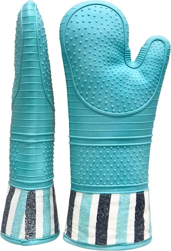 Miniatura 2 de Guantes de horno resistentes al calor de 550 grados, guantes de silicona para horno, 1 par, guantes de horno profesionales extra largos, aptos