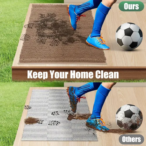 Miniatura 7 de IM HOME Felpudo absorbente de chenilla para exterior de 60" x 36", tapetes para puertas lavables y antideslizantes para perros, tapete de puerta