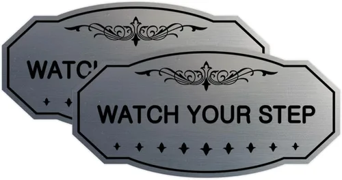 Miniatura 68 de Signs ByLITA Victorian Watch Your Step - Letrero de pared o puerta Material duradero y fácil instalación Señalización de seguridad (negro)