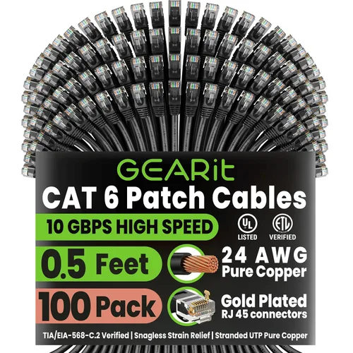 Miniatura 41 de Paquete de Cable Ethernet Cat 6 GEARit - Pack de 10 cables de conexión Ethernet Cat6 de 15 pies Cable de conexión de red RJ45, conectores dorados