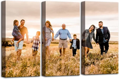 Miniatura 18 de ZHIYYHAO Impresiones en lienzo personalizadas con tus fotos, juego de 2 fotos enmarcadas de 16 x 24 pulgadas, retrato familiar personalizado para 2